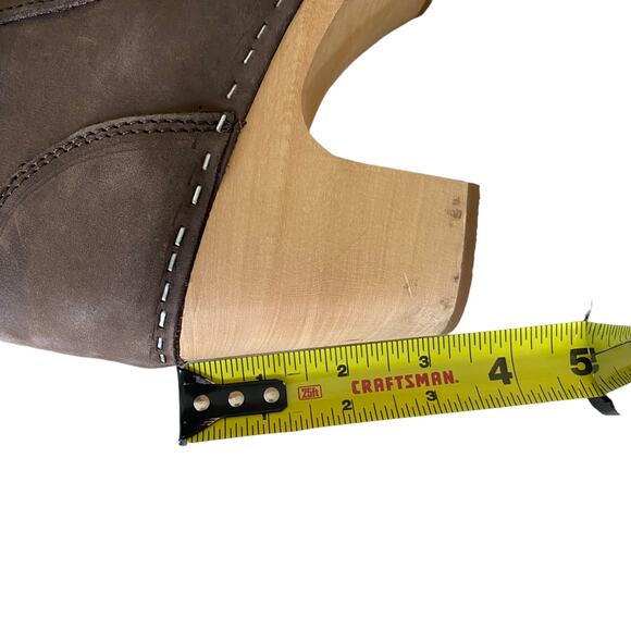 Swedish Hasbeens High-Heeled Jodhpu Boot Chocolate Brown Nubuck Leather Size 40 - Picture 10 of 12